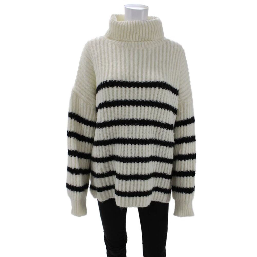 Line & Dot Womens Ariel Sweater - White/Black Size L